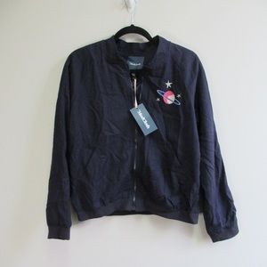 NWT Modcloth Linen Blend Planet Bomber Jacket